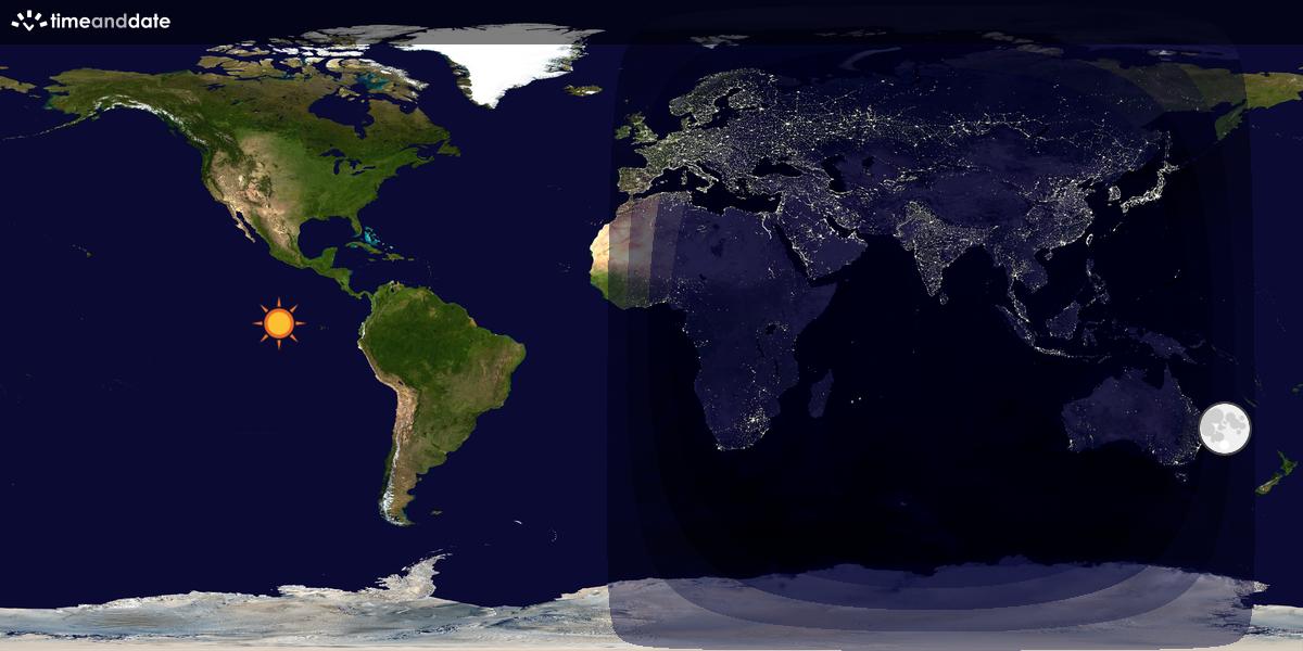 Verdenskart som viser dag og natt 