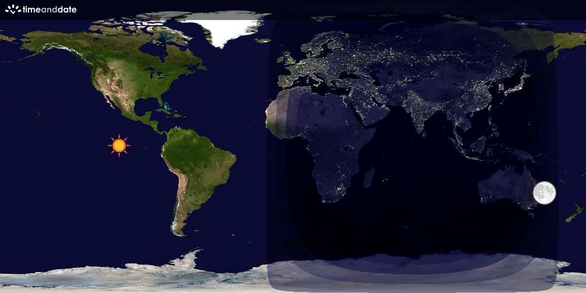 Verdenskart som viser dag og natt 