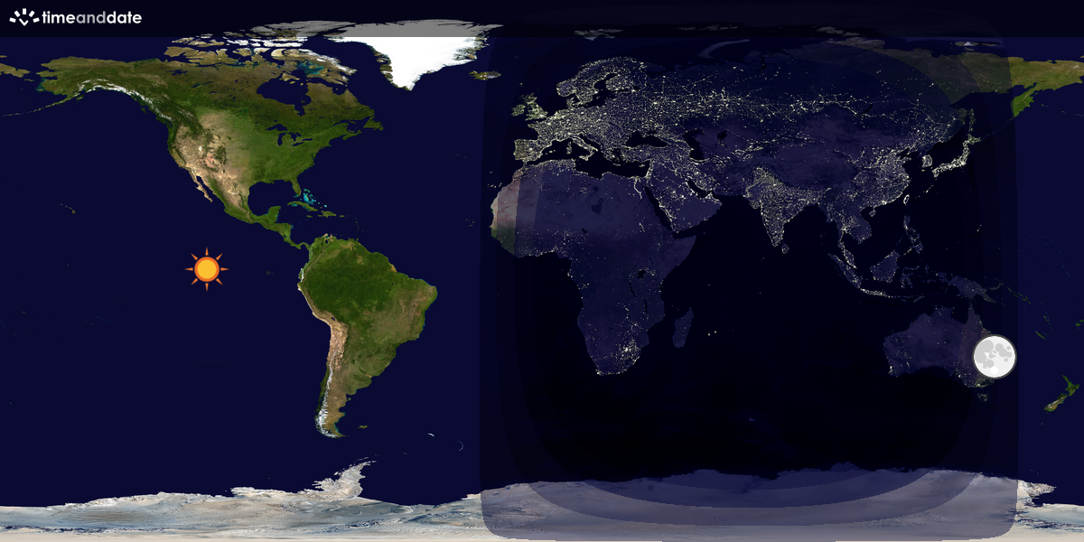 Verdenskart som viser dag og natt 
