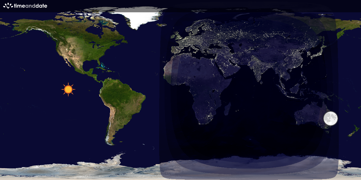 Verdenskart som viser dag og natt 