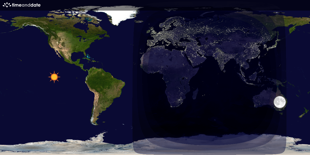 Verdenskart som viser dag og natt 