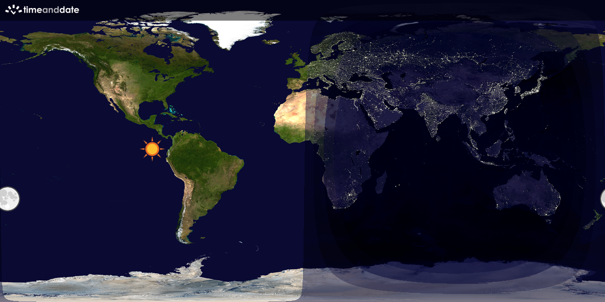 Verdenskart som viser dag og natt 