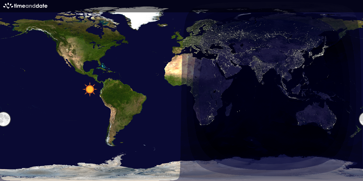 Verdenskart som viser dag og natt 