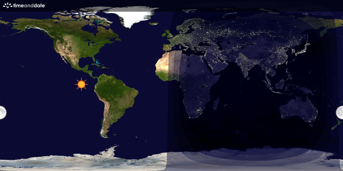 Verdenskart som viser dag og natt 