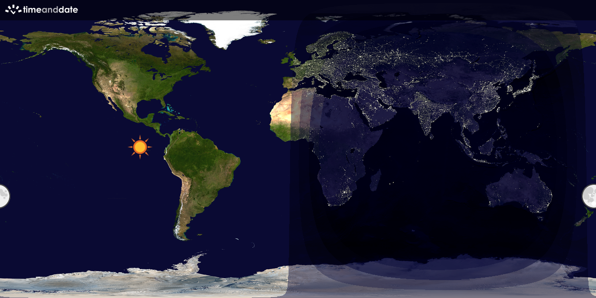 Verdenskart som viser dag og natt 