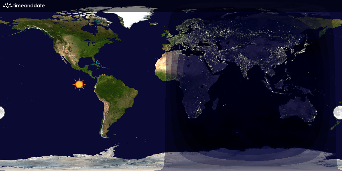 Verdenskart som viser dag og natt 