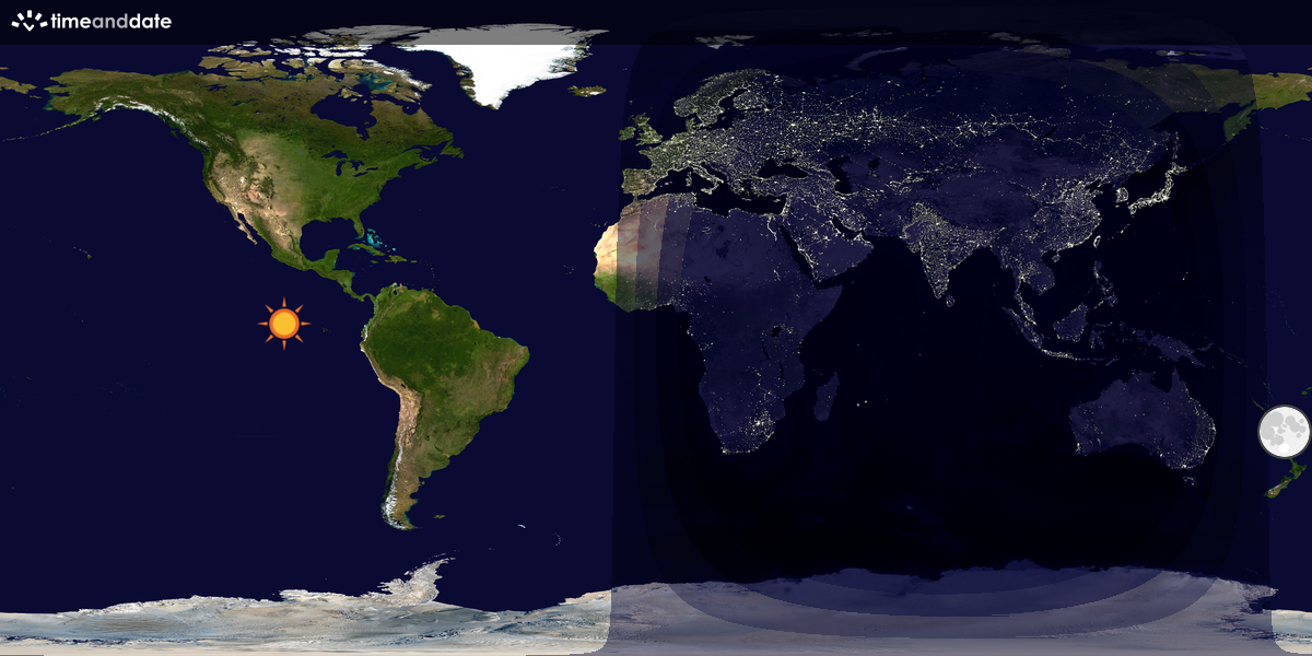 Verdenskart som viser dag og natt 