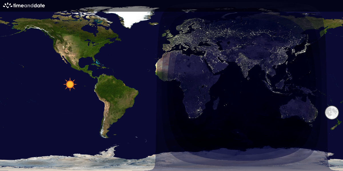 Verdenskart som viser dag og natt 
