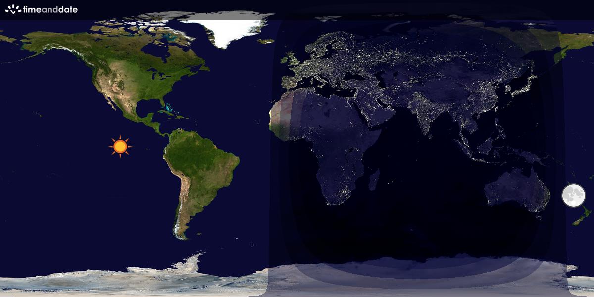 Verdenskart som viser dag og natt 