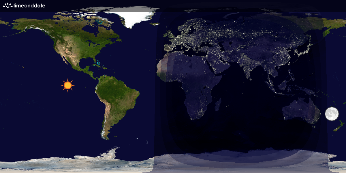Verdenskart som viser dag og natt 