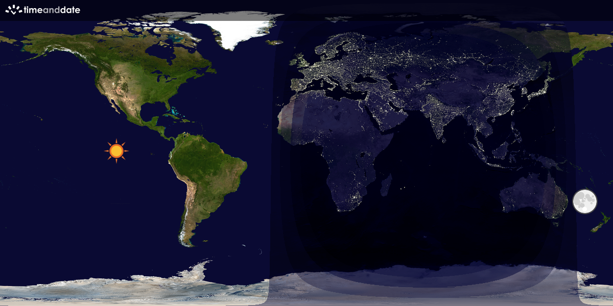 Verdenskart som viser dag og natt 