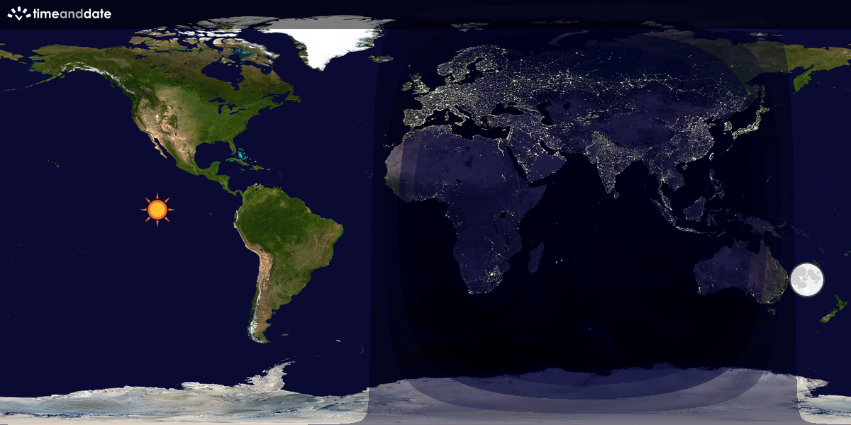 Verdenskart som viser dag og natt 
