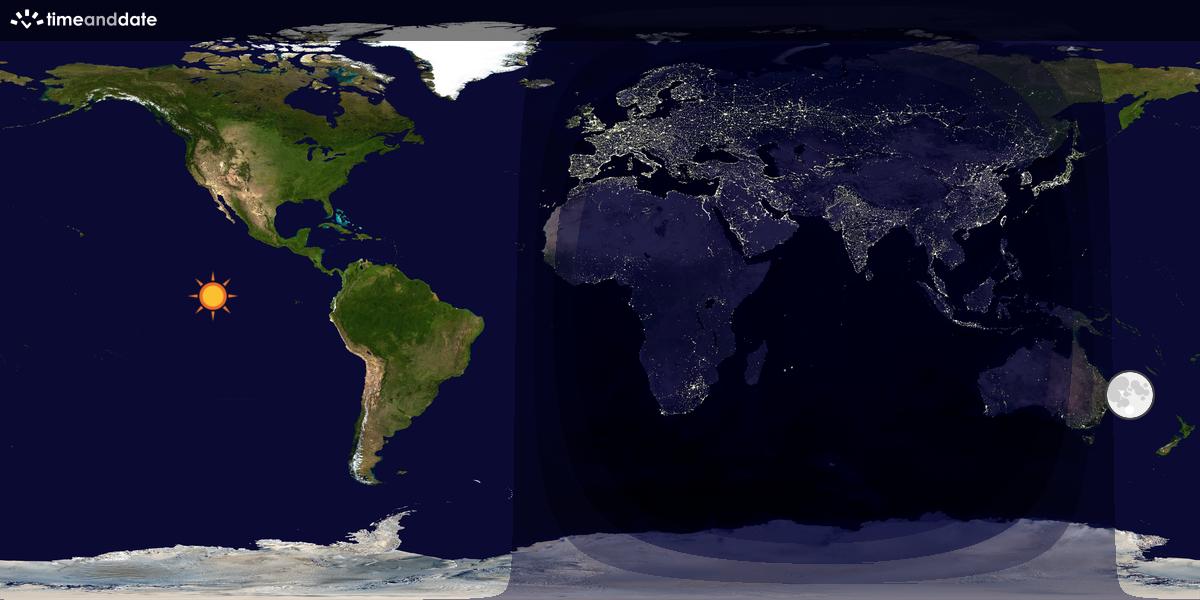 Verdenskart som viser dag og natt 