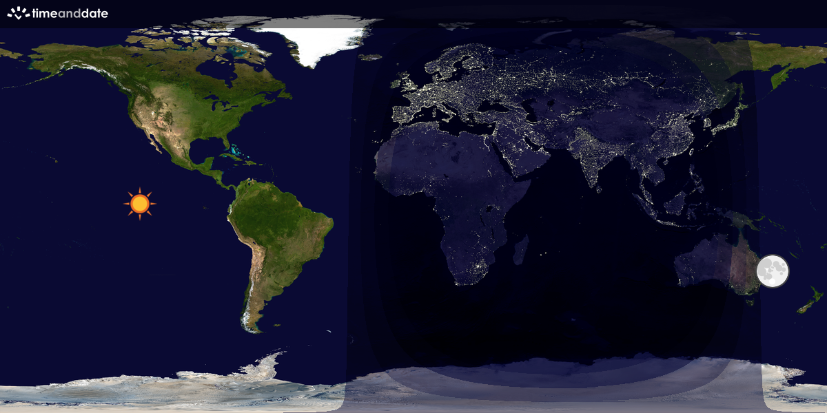 Verdenskart som viser dag og natt 