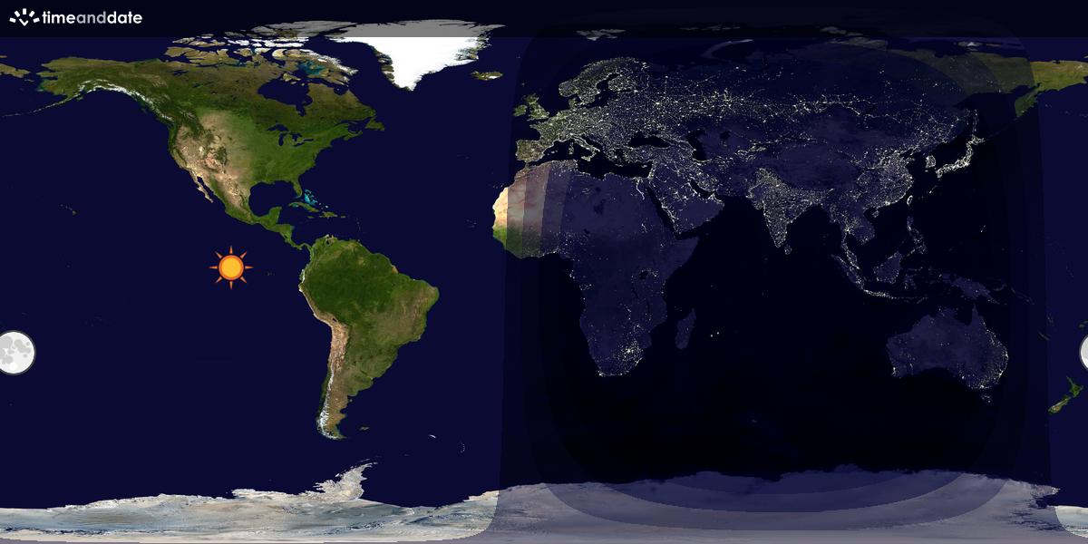 Verdenskart som viser dag og natt 