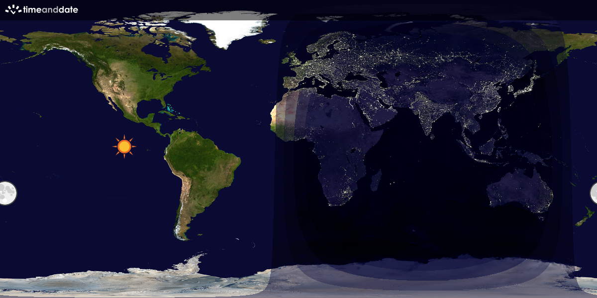 Verdenskart som viser dag og natt 
