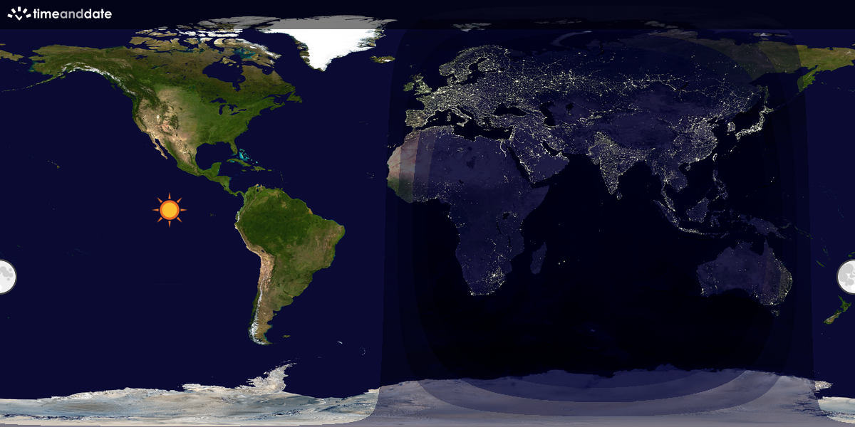 Verdenskart som viser dag og natt 