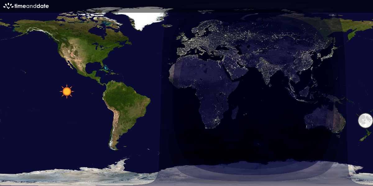 Verdenskart som viser dag og natt 
