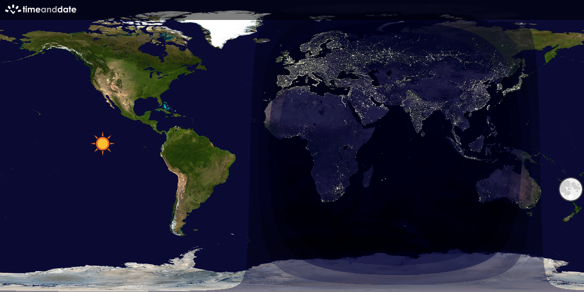 Verdenskart som viser dag og natt 
