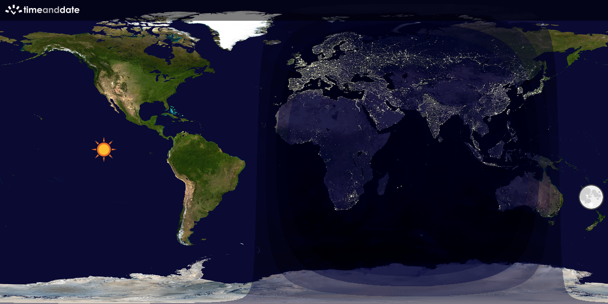 Verdenskart som viser dag og natt 