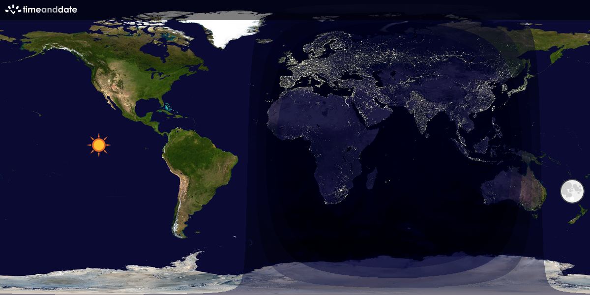 Verdenskart som viser dag og natt 