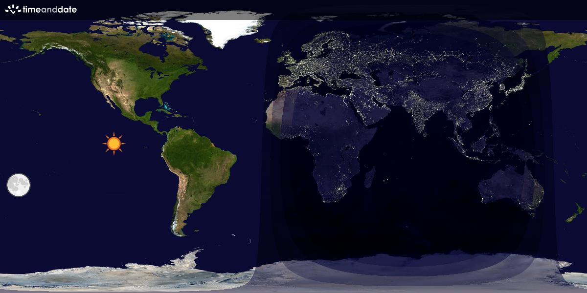 Verdenskart som viser dag og natt 