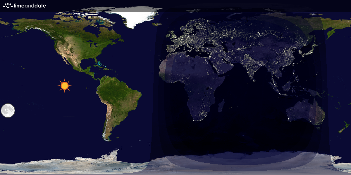 Verdenskart som viser dag og natt 