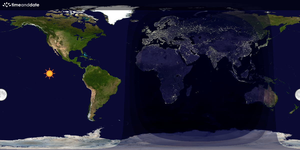 Verdenskart som viser dag og natt 