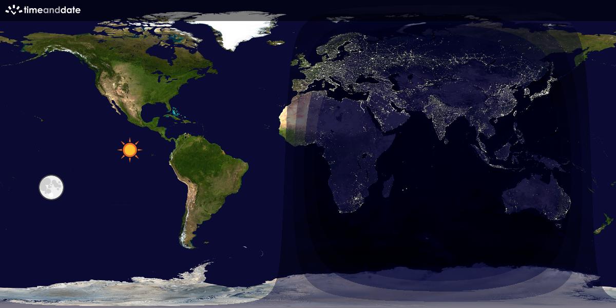 Verdenskart som viser dag og natt 
