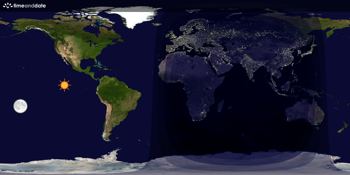 Verdenskart som viser dag og natt 