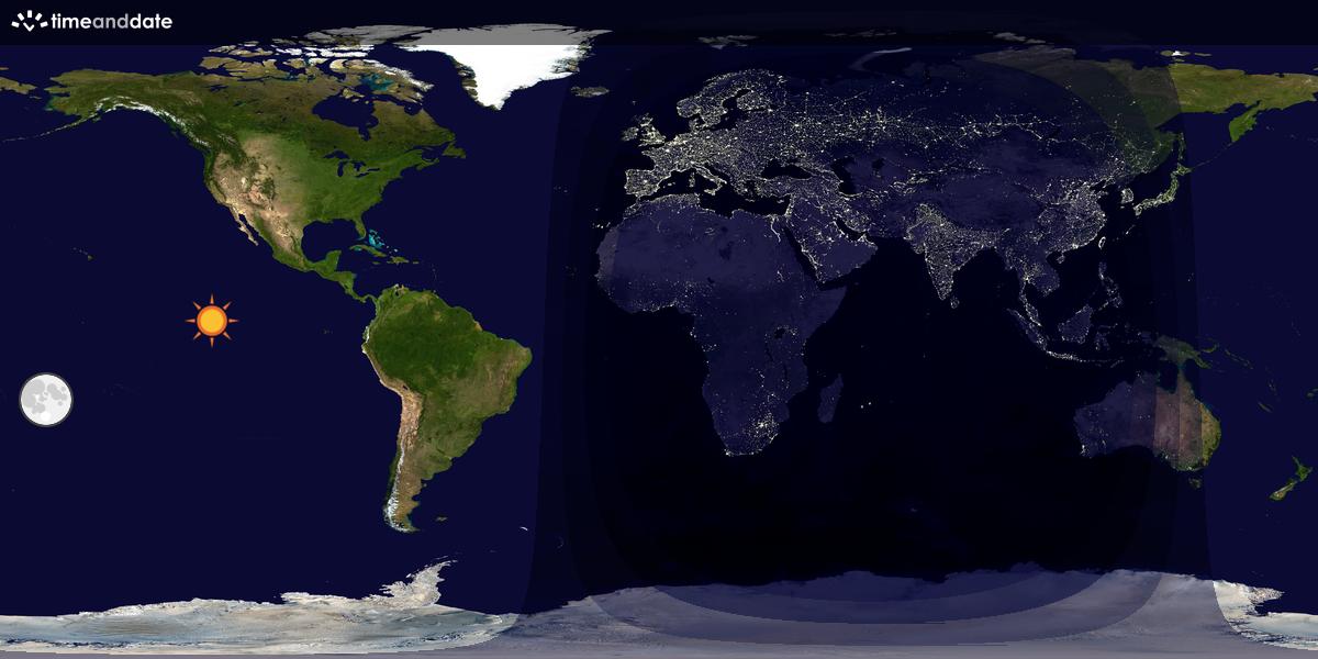 Verdenskart som viser dag og natt 