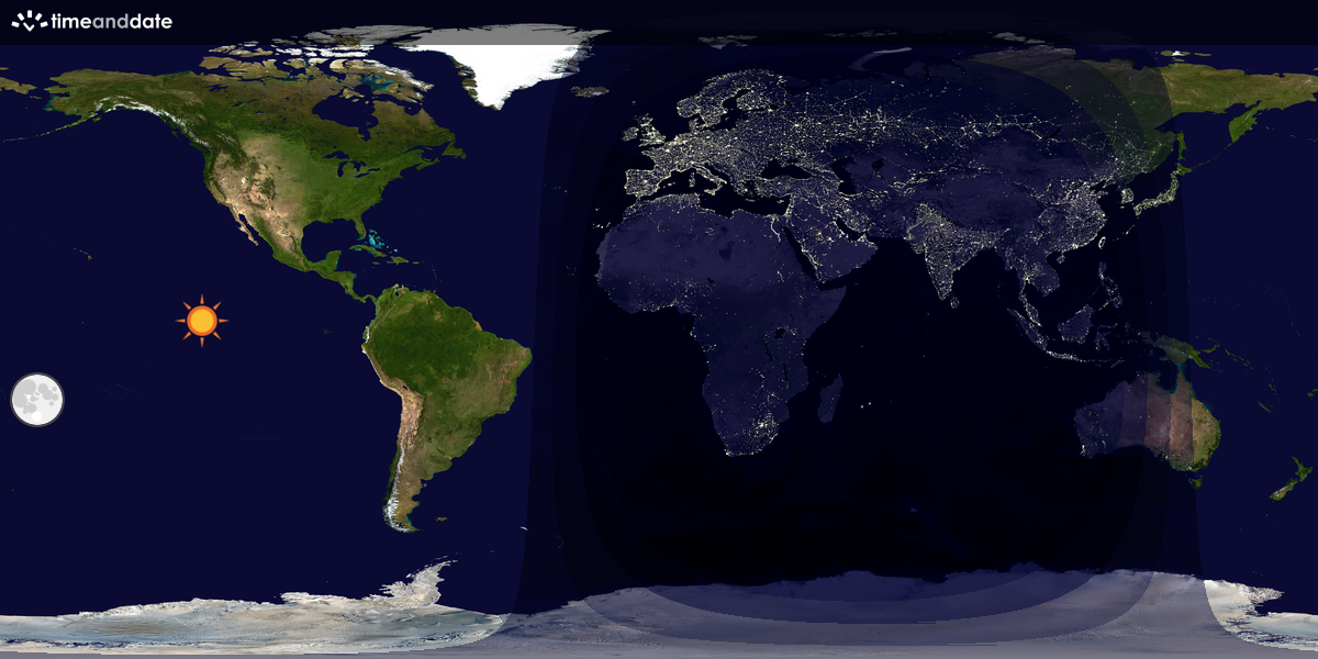 Verdenskart som viser dag og natt 