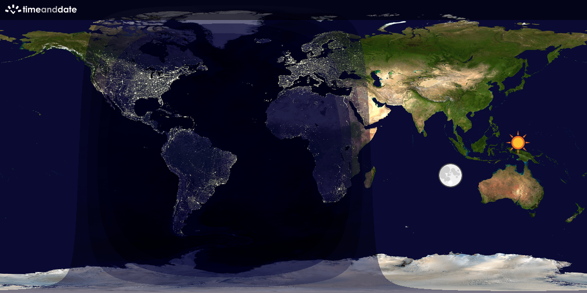 Verdenskart som viser dag og natt 