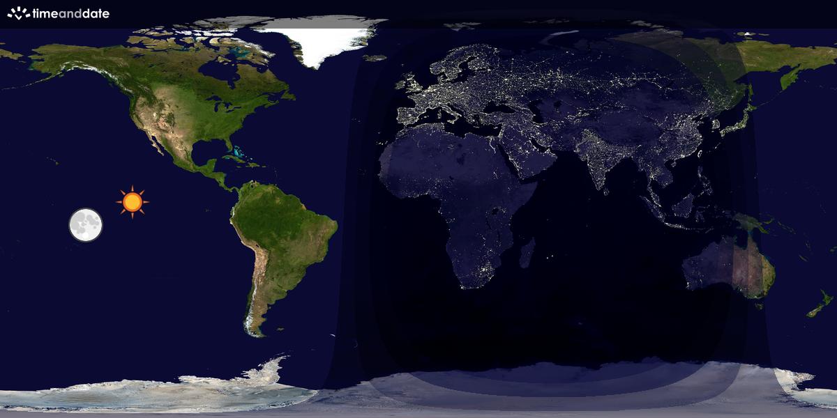 Verdenskart som viser dag og natt 