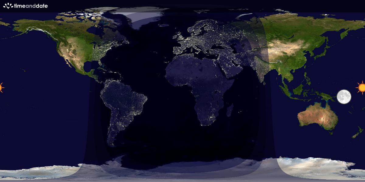 Verdenskart som viser dag og natt 