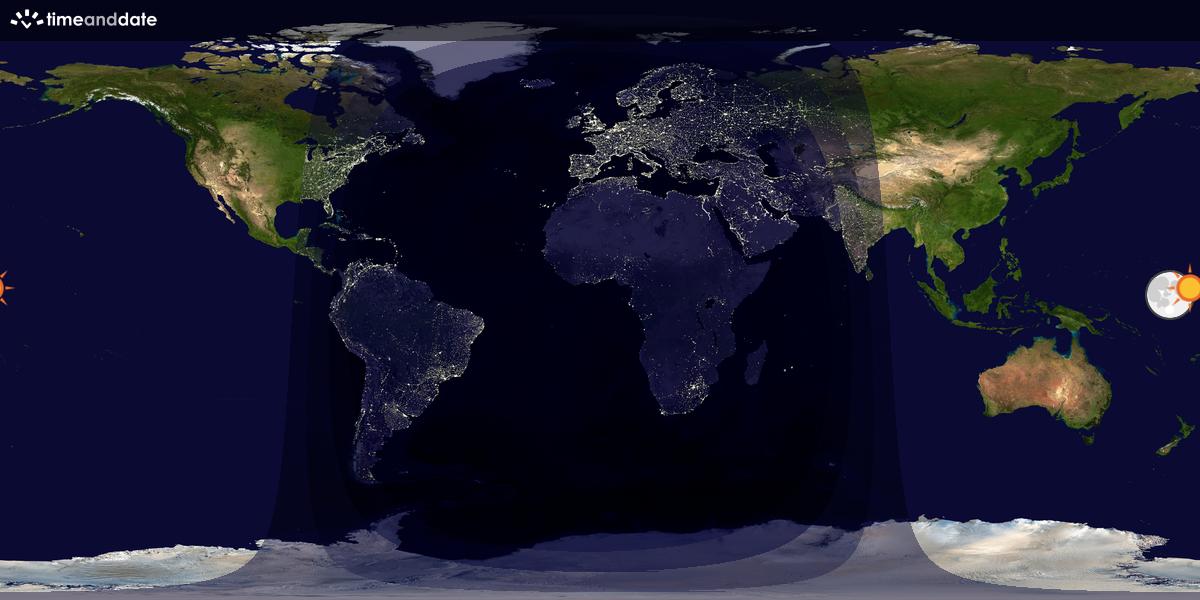 Verdenskart som viser dag og natt 