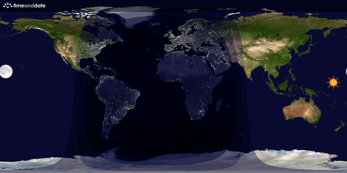 Verdenskart som viser dag og natt 