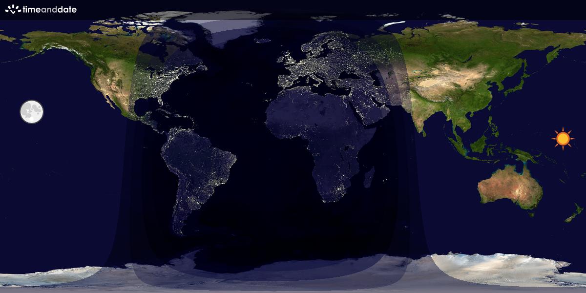 Verdenskart som viser dag og natt 