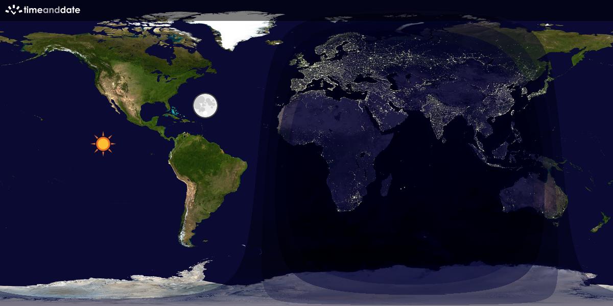 Verdenskart som viser dag og natt 