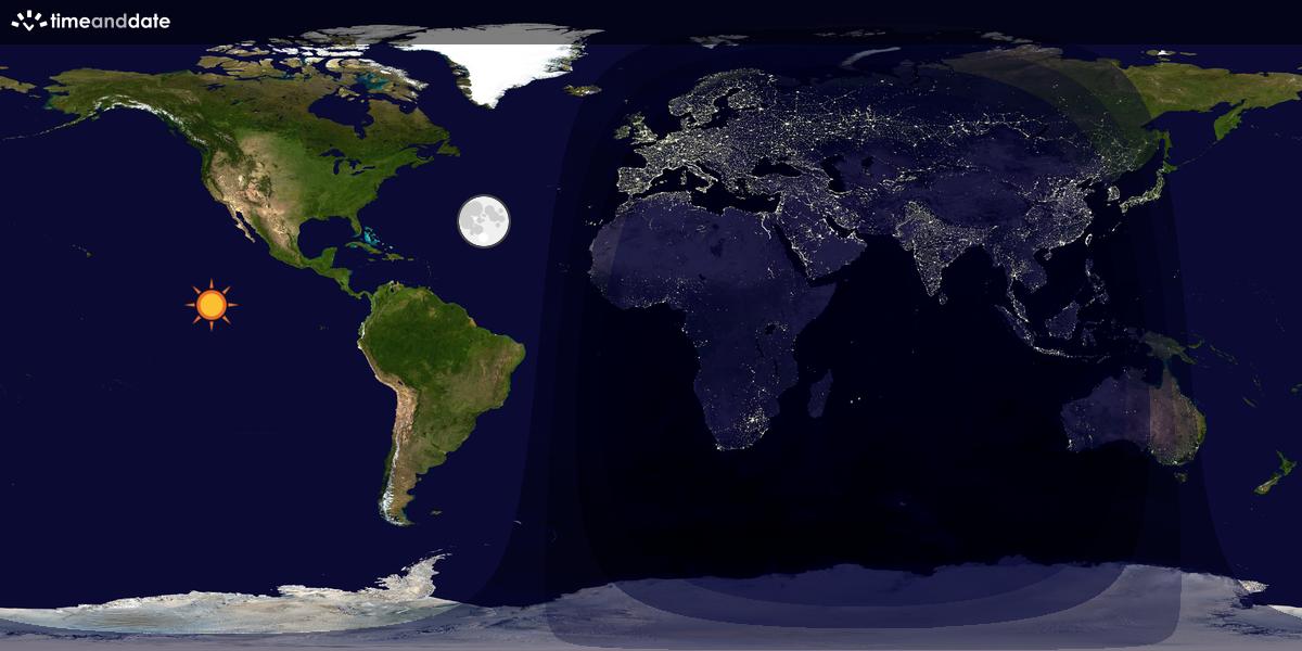 Verdenskart som viser dag og natt 