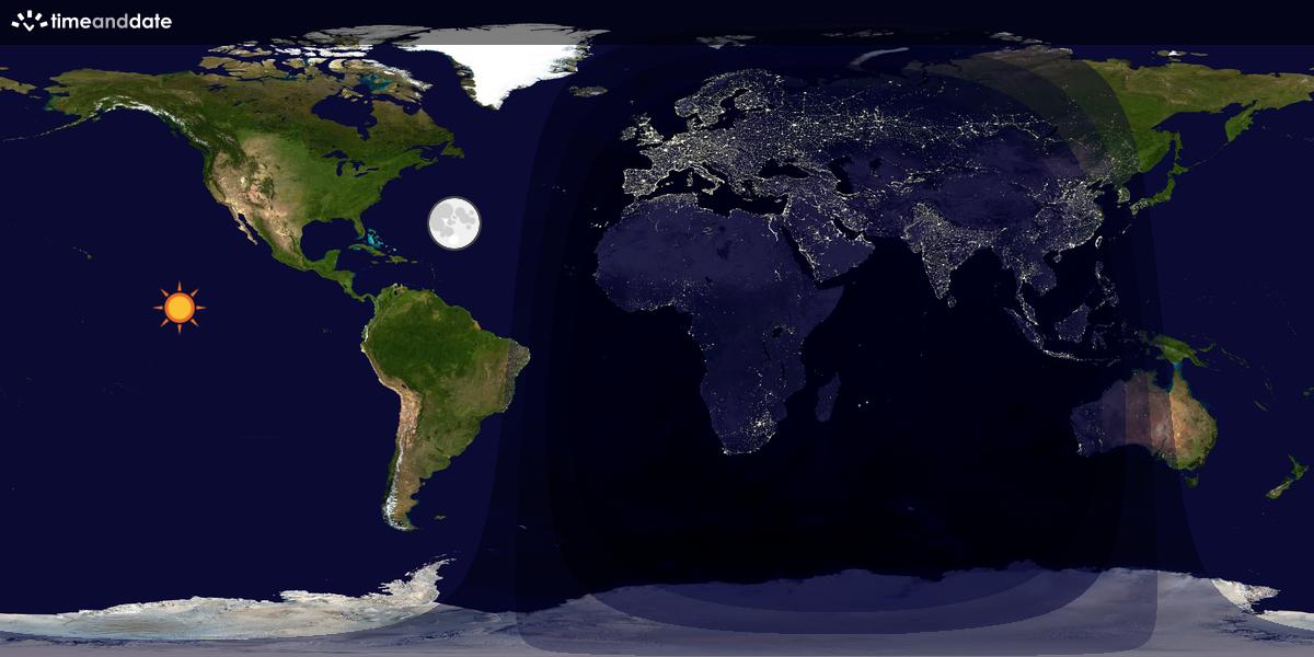 Verdenskart som viser dag og natt 