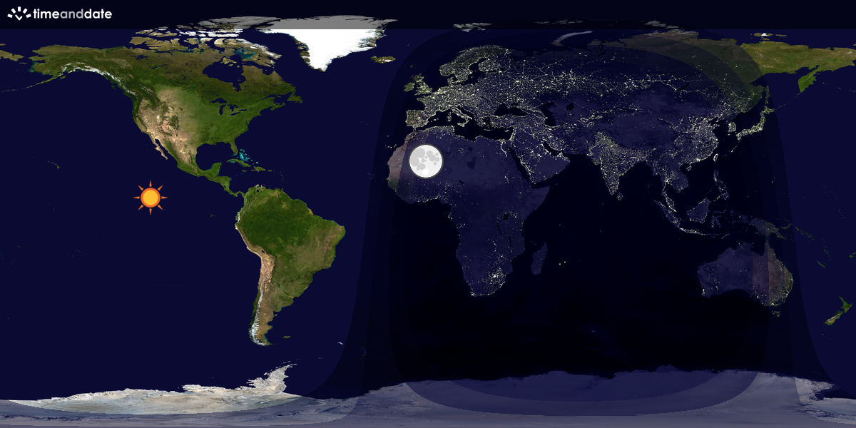 Verdenskart som viser dag og natt 
