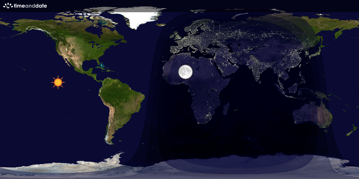 Verdenskart som viser dag og natt 