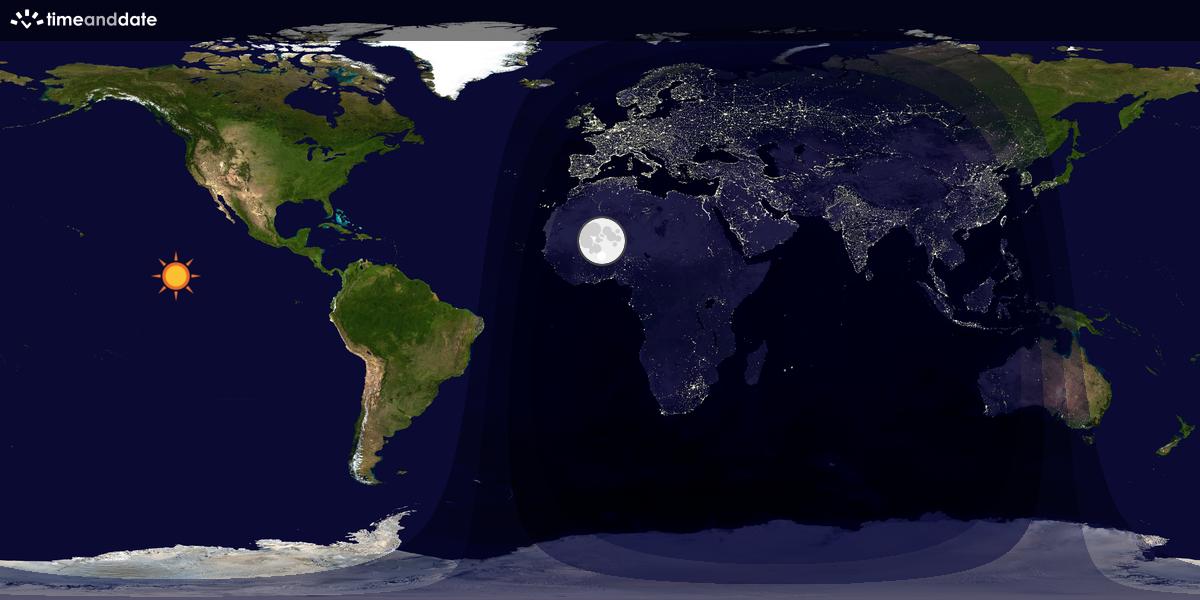Verdenskart som viser dag og natt 