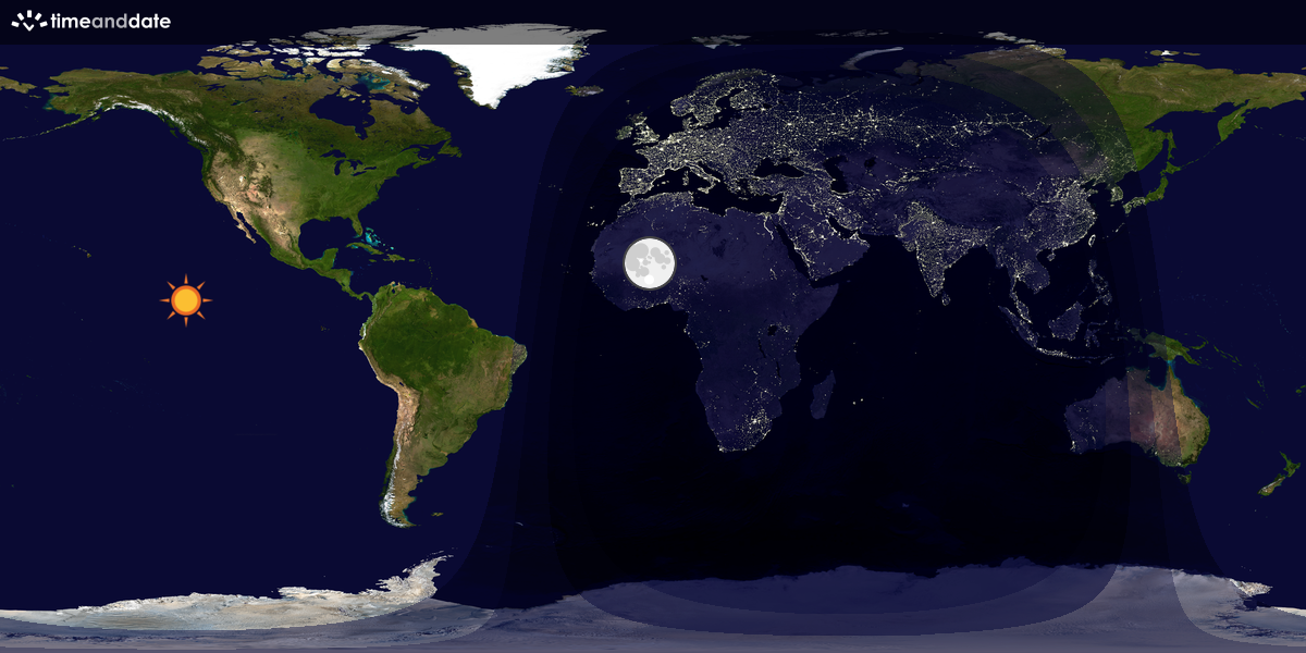 Verdenskart som viser dag og natt 