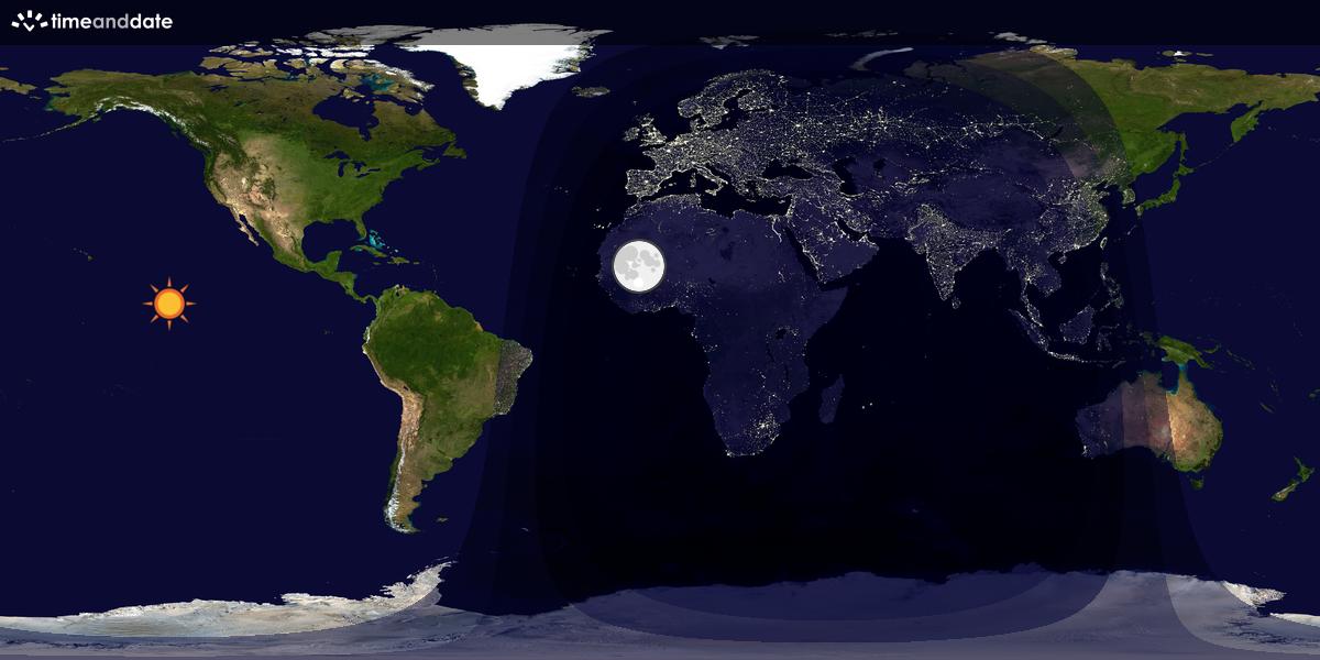 Verdenskart som viser dag og natt 
