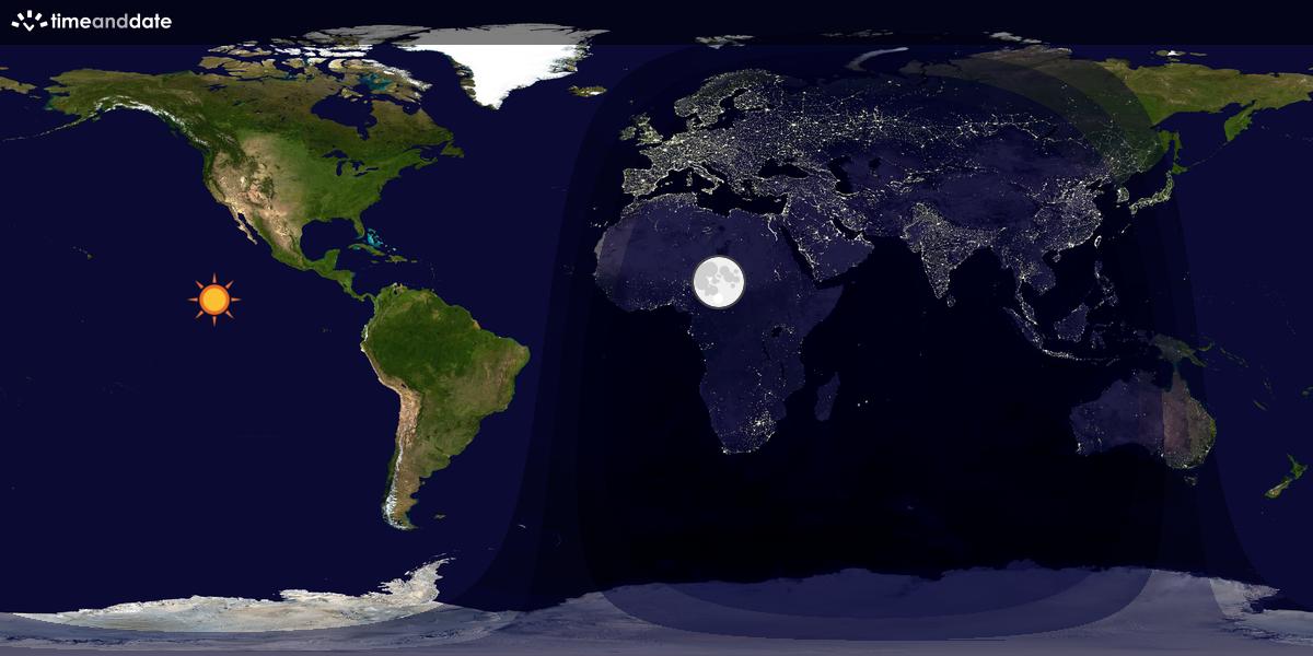 Verdenskart som viser dag og natt 