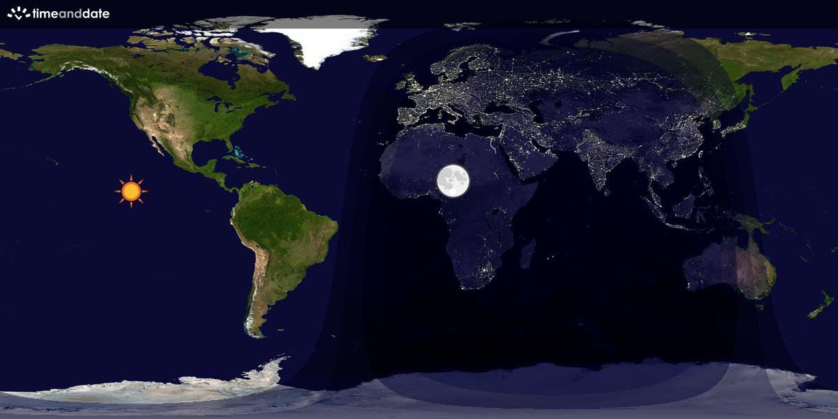 Verdenskart som viser dag og natt 