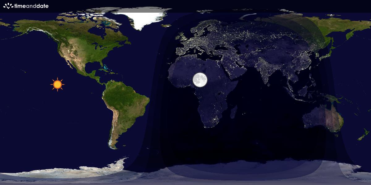 Verdenskart som viser dag og natt 