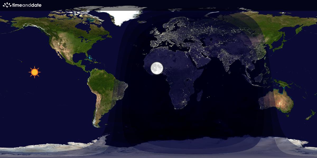 Verdenskart som viser dag og natt 